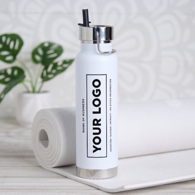 Benutzerdefinierter schwarzer Firmenname und Logo  Trinkflasche (Yoga)