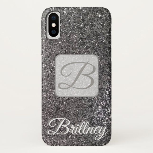 Benutzerdefinierter schwarzer Glitzer iPhone x-Geh Case-Mate iPhone Hülle (Rückseite)