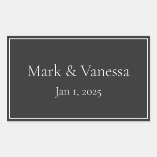 Benutzerdefinierter schwarzer Name und Datumsaufkl Rechteckiger Aufkleber