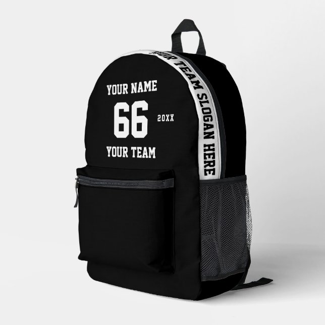 Benutzerdefinierter schwarzer und weißer Name, Num Bedruckter Rucksack (Rückseitige Ecke Rechts)