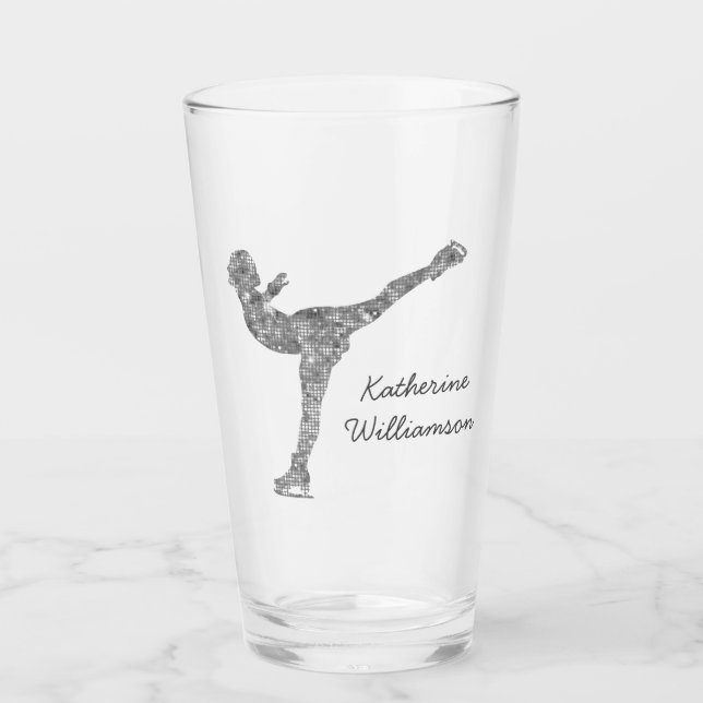 Benutzerdefinierter Skaten-Ice-Skaten-Silberschimm Glas (Vorderseite)