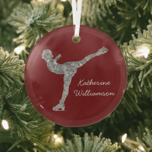 Benutzerdefinierter Skaten-Ice-Skaten-Silberschimm Ornament Aus Glas