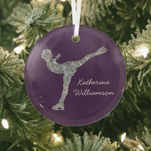 Benutzerdefinierter Skaten-Ice-Skaten-Silberschimm Ornament Aus Glas