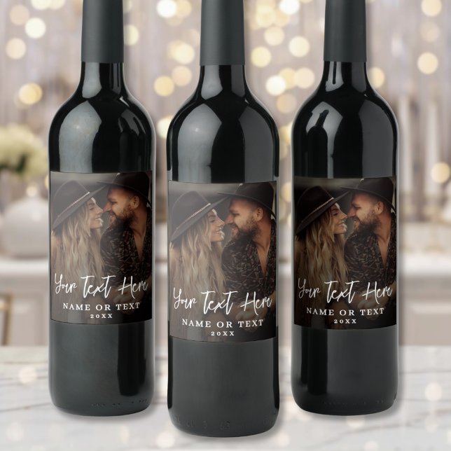 Benutzerdefinierter Skripttext Vertikales Foto Weinetikett (Custom Script Text Vertical Photo Wine Label )