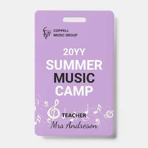 Benutzerdefinierter Sommer Musikcamp Lehrer ID-Aus Ausweis