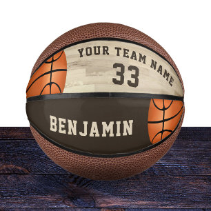 Benutzerdefinierter Spielername Teamnummer Holzbod Mini Basketball