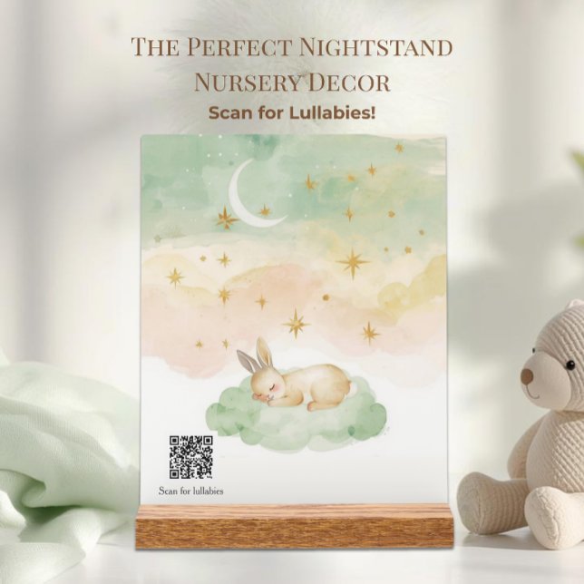 Benutzerdefinierter Spotify-Wiegenlied-QR-Code-Was Acrylschild (Modern acrylic block nursery decor. Scan the custom QR code to play sweet Spotify lullabies!)