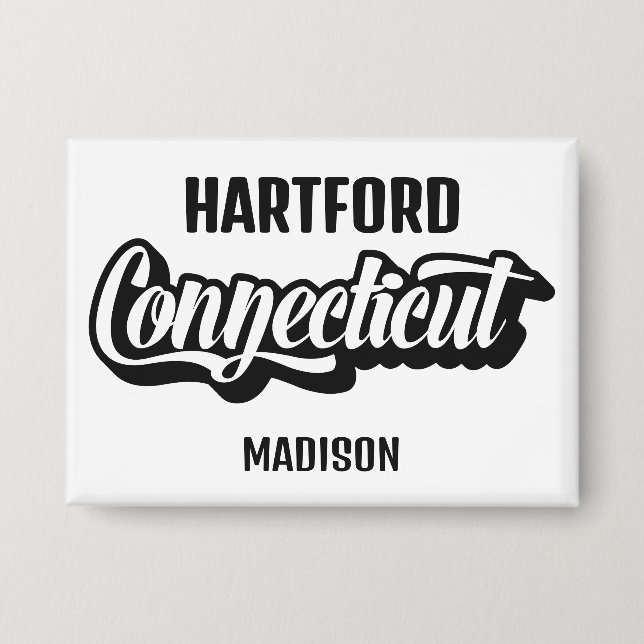 Benutzerdefinierter Standort & Name Connecticut Button (Vorderseite)