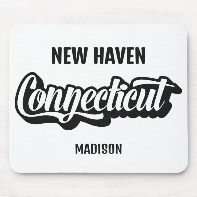 Benutzerdefinierter Standort & Name Connecticut Mousepad (Vorne)