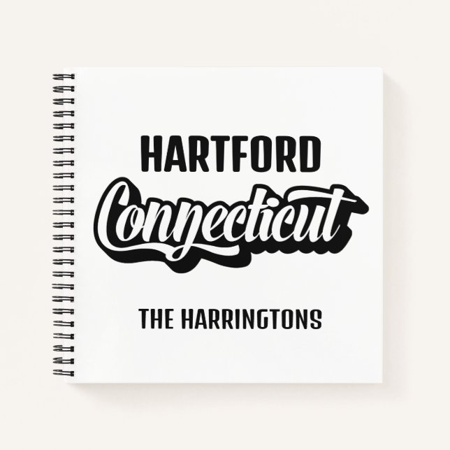 Benutzerdefinierter Standort & Name Connecticut Notizbuch (Vorderseite)