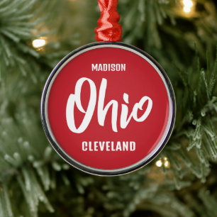 Benutzerdefinierter Standort, Name & Farbe Ohio Ornament Aus Metall