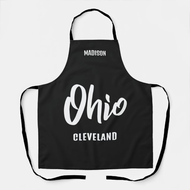 Benutzerdefinierter Standort, Name & Farbe Ohio Schürze (Vorderseite)