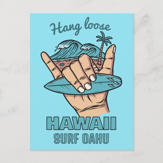 Benutzerdefinierter Standort Surf Shaka Postkarte (Vorderseite)