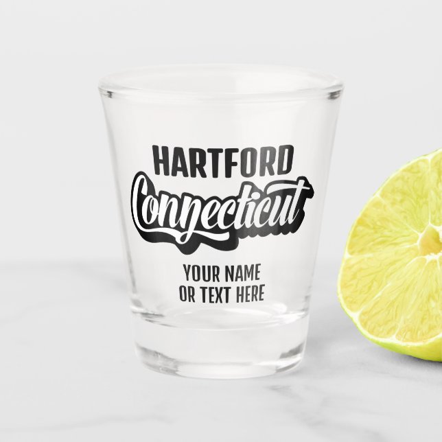Benutzerdefinierter Standort & Text Connecticut Schnapsglas (Vorderseite)