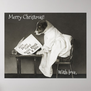 Benutzerdefinierter süßer Hund Weihnachten Home De Poster