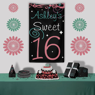 Benutzerdefinierter Sweet 16 Foto Hintergrund Banner
