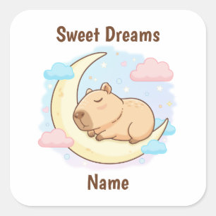 Benutzerdefinierter Sweet Dreams Capybara Aufklebe Quadratischer Aufkleber