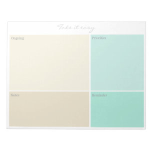 Benutzerdefinierter "Take it easy" Beige Grau Aqua Notizblock