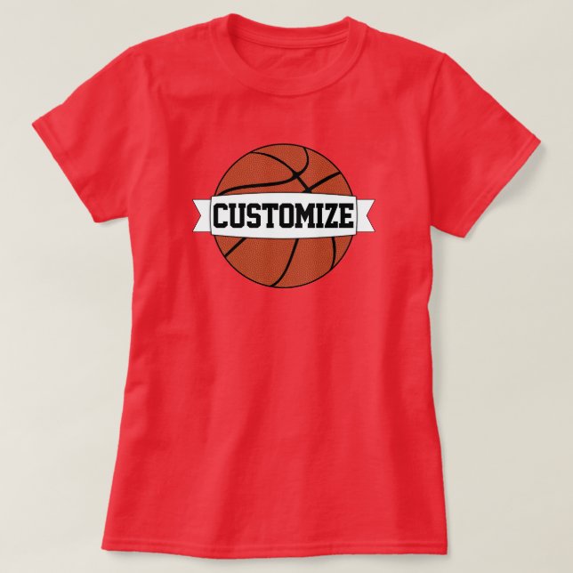Benutzerdefinierter Teamname für Frauenbasketball- T-Shirt (Design vorne)