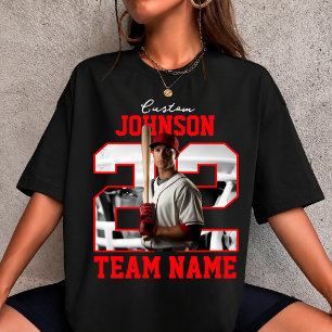 Benutzerdefinierter Teamname Nummer Foto Baseballs T-Shirt