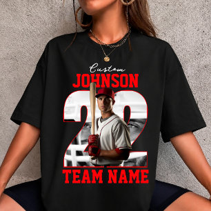 Benutzerdefinierter Teamname Nummer Foto Baseballs T-Shirt