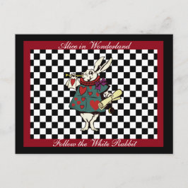 Benutzerdefinierter Text-Alice im Wunderland Weiße Postkarte