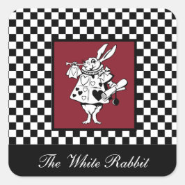 Benutzerdefinierter Text-Alice im Wunderland Weiße Quadratischer Aufkleber