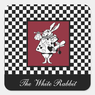 Benutzerdefinierter Text-Alice im Wunderland Weiße Quadratischer Aufkleber