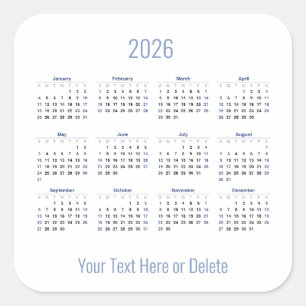 Benutzerdefinierter Text am unteren Monatskalender Quadratischer Aufkleber