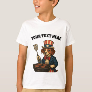 Benutzerdefinierter Text American BBQ Pup Grilling T-Shirt