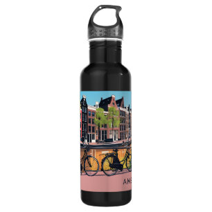 Benutzerdefinierter Text Amsterdam Edelstahlflasche