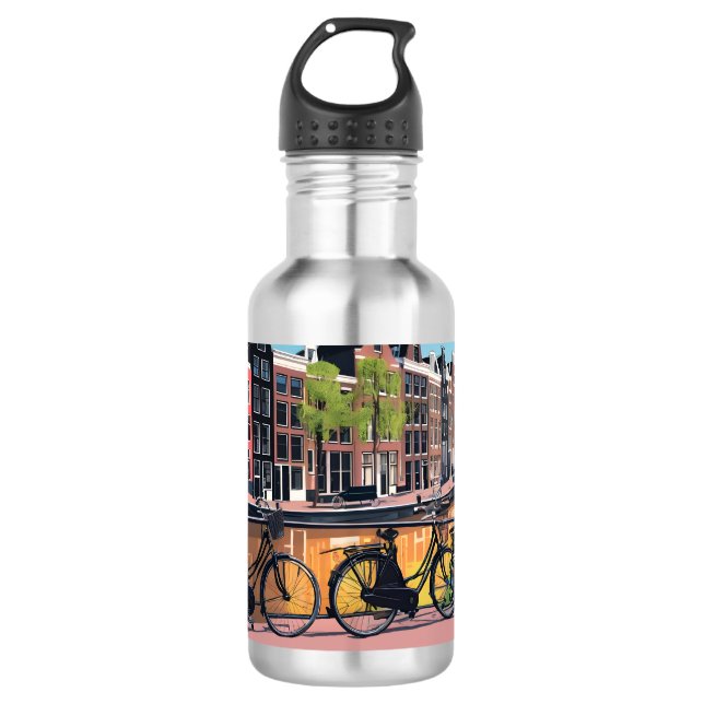Benutzerdefinierter Text Amsterdam Edelstahlflasche (Vorderseite)