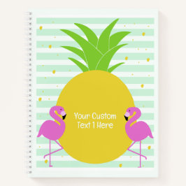 Benutzerdefinierter Text Ananas-Flamingos Notizbuch