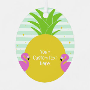 Benutzerdefinierter Text Ananas-Flamingos Ornament Aus Metall