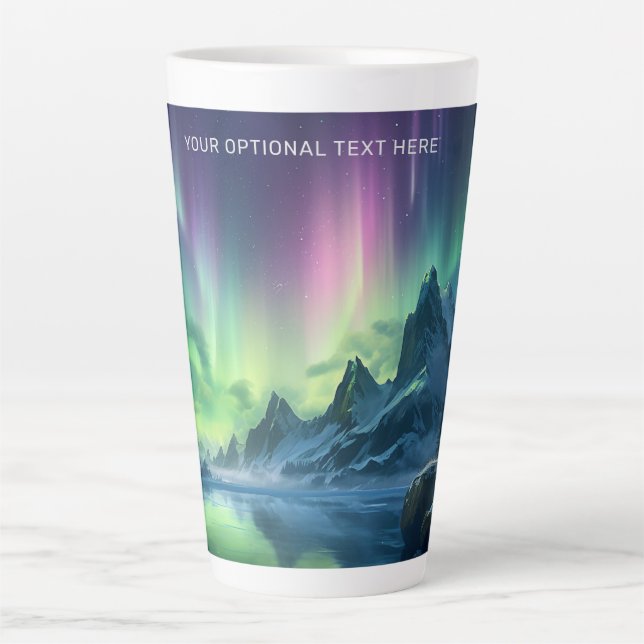 Benutzerdefinierter Text Aurora Borealis Milchtasse (Vorderseite)