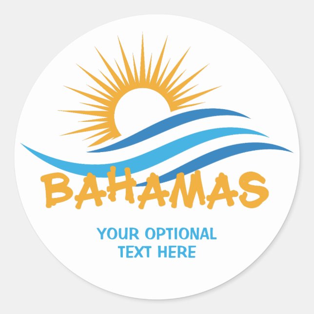 Benutzerdefinierter Text Bahamas Runder Aufkleber (Vorderseite)