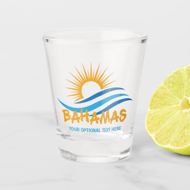 Benutzerdefinierter Text Bahamas Schnapsglas (Vorderseite)