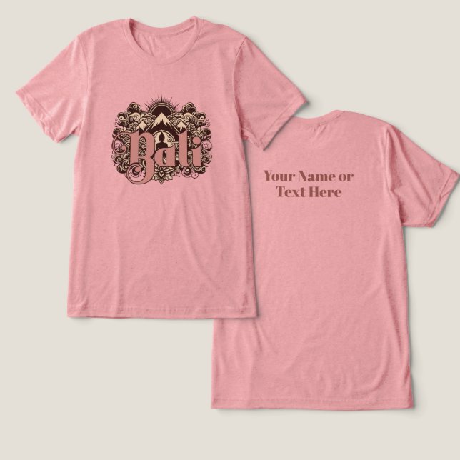 Benutzerdefinierter Text Bali Tri-Blend Shirt (Design Vorderseite & Rückseite)