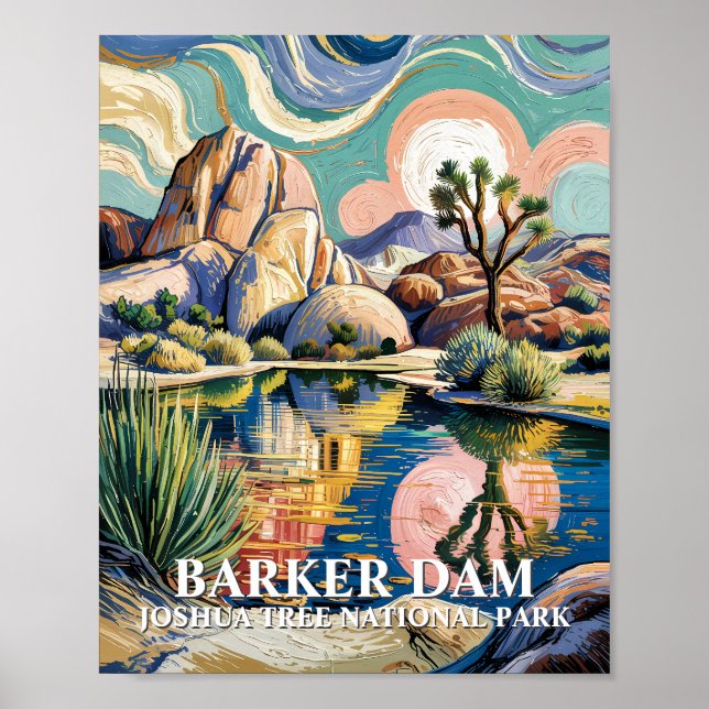 Benutzerdefinierter Text Barker Dam Joshua Tree Va Poster (Vorne)