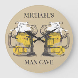 Benutzerdefinierter Text Beer Ilustration Große Wanduhr