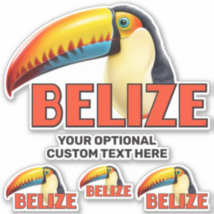 Benutzerdefinierter Text BELIZE Toucan Aufkleber