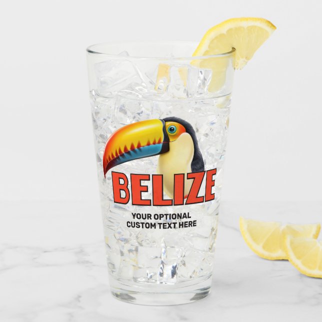 Benutzerdefinierter Text BELIZE Toucan Glas (Rückseite Ice)