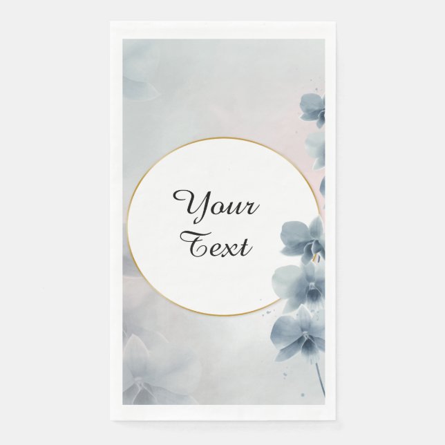 Benutzerdefinierter Text - Blauer Blumen Personali Serviette (Vorderseite)