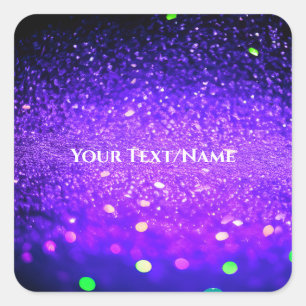 Benutzerdefinierter Text - Bokeh-Glitzer - Tief Li Quadratischer Aufkleber