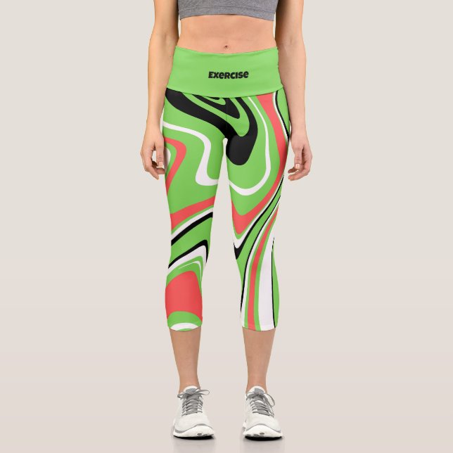Benutzerdefinierter Text bunt Marmoragate l Übung  Capri Leggings (Vorderseite)