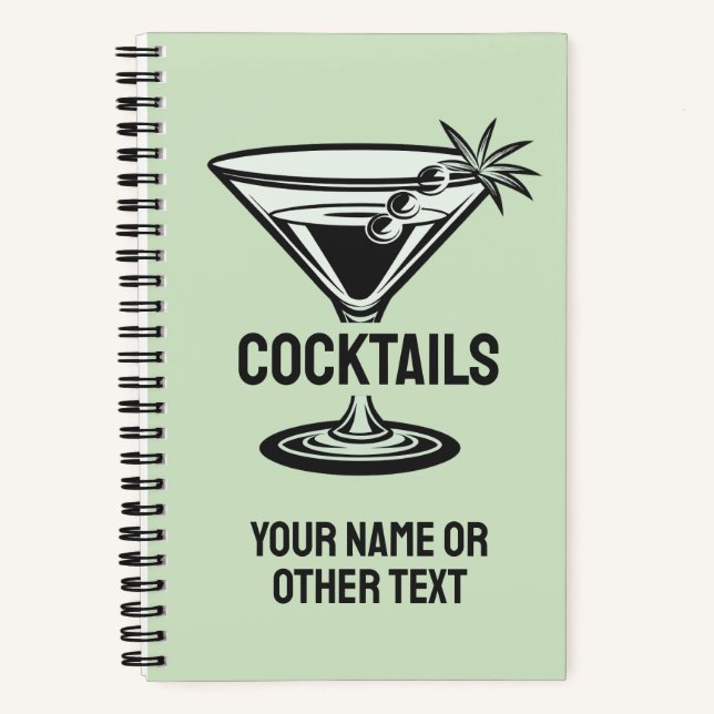 Benutzerdefinierter Text-Cocktail Notizbuch (Vorderseite)