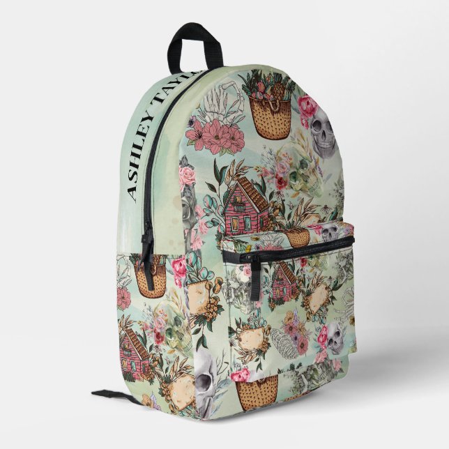 Benutzerdefinierter Text cool handgezeichnet Vinta Bedruckter Rucksack (Rückseitige Ecke links)
