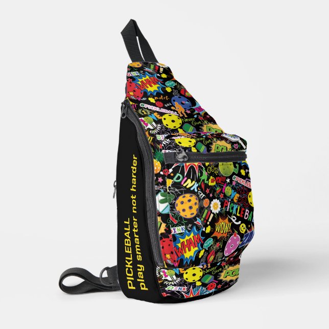 Benutzerdefinierter Text Cool Zing Pickleball Dood Crossbody Bag (Linke Seite)