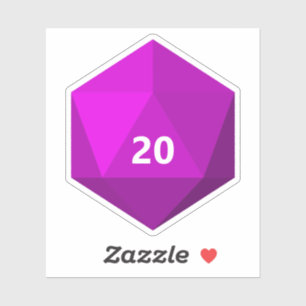 Benutzerdefinierter Text D20 Die Magenta-Vorlage Aufkleber
