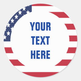 Benutzerdefinierter Text der amerikanischen Flagge Runder Aufkleber